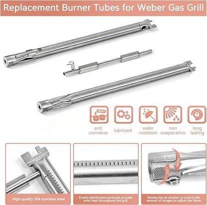 Spirit E210 7635 Flavorizer Bars & 69785 Grill Burner Tubes for Weber Spirit I II & GS4 200 E210 E220 S210 S220 with Front Control, 15.3" Flavor Bar and 18" Burner for Weber Spirit 2 Replacement Parts