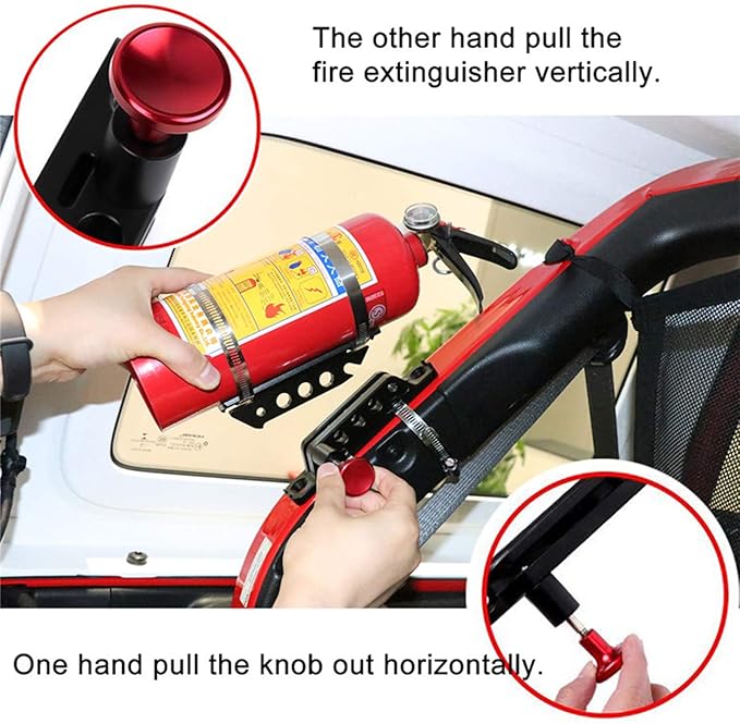 AUFER Universal Quick Release Roll Bar Fire Extinguisher Mount Holder Compatible with for Jeep Wrangler Gladiator Ford Bronco UTV Polaris RZR Can Am ATV,Aluminum