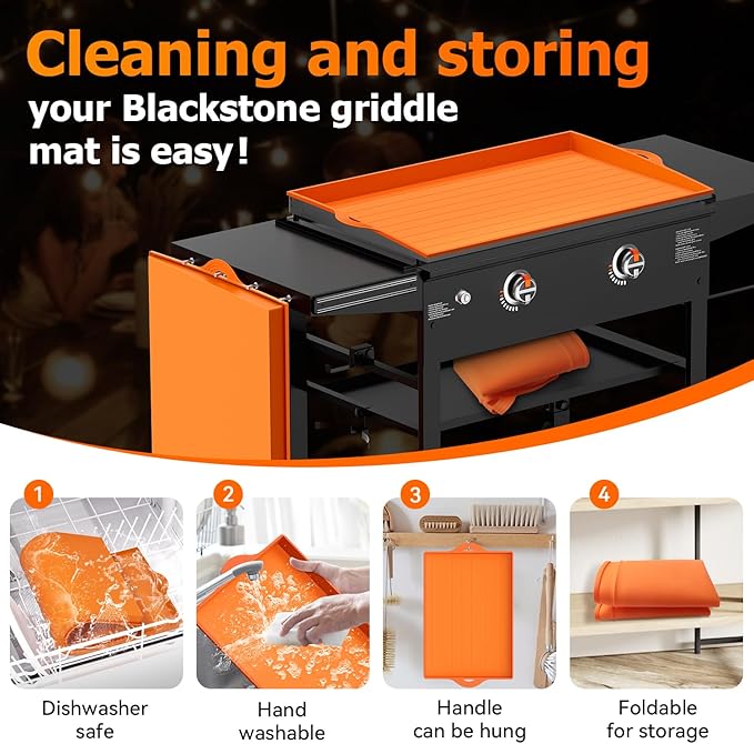 Silicone Griddle Cover for Blackstone - 28 Inch Full-Edge Covered Heavy Duty Food-Grade Silicone Griddle Mat for Blackstone Accessories, Protects Grill from Dirt and Rust