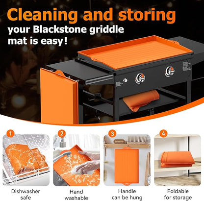 Silicone Griddle Cover for Blackstone - 28 Inch Full-Edge Covered Heavy Duty Food-Grade Silicone Griddle Mat for Blackstone Accessories, Protects Grill from Dirt and Rust