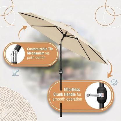 Greesum 9FT Outdoor Patio Umbrella, Table Umbrella for Yard, Market, Heavy-Duty Waterproof Pool Umbrella with 8 Sturdy Ribs, UV Protection for Beach, Deck, Garden, Backyard