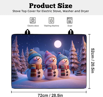 Christmas Multi-Design Stove Cover for Glass/Electric Stoves - 3-in-1 Heat-Resistant Protector Mat, Non-Slip Drying Rack 28"x20"