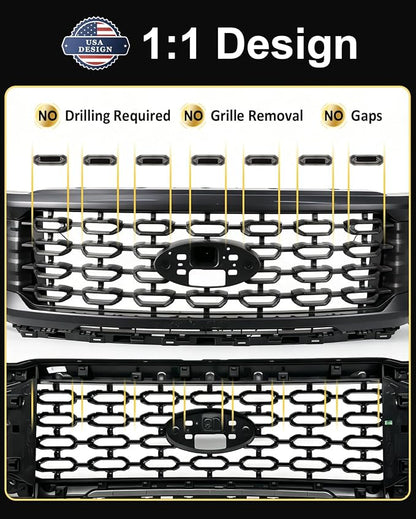 Front Grill Raptor Lights for Ford F150 2024 2025 2026 (Yellow, STX) | 5th Gen F150 Grille Marker Lights, Waterproof F150 LED Lights Accessories, Snap-in Installation, OEM Style, Off-road Driving