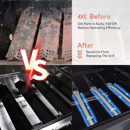 GR2215120-OG-00 Grill Replacement Parts for Outdoor Gourmet 4 Burner | Fits 12061 GR2215101-OG-00 FSOGBG1106, Grill Burners Tubes & UFHP2 Heat Plates, Replacement Kit for GR2205723-OG-00 4 Burner