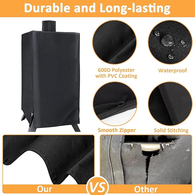 Vertical Smoker Cover for Pit Boss 4/5 Series Pellet Grill, 73550 Pellet Cover for Pit Boss PBV4PS1, PBV4PS2, PBV5P1, PBV5PW1 Pro Series 4 Vertical Smoker Cover, 600D Waterproof Vertical Covers