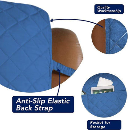 PureFit Reversible Recliner Chair Covers Couch Covers for Dogs, 28 in | Blue/Ivory, Water Resistant Couch Protector, Washable Pet Couch Cover with Non Slip and Elastic Straps For Kids