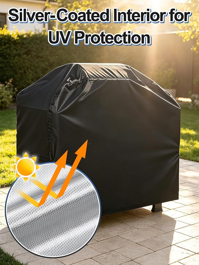 PAMASE 52in Grill BBQ Cover fits Weber Spirit 200 & 300 Series - Waterproof Gas Cover for Outdoor Grill, UV Fade & Rip Resistant, Compatible with Dyna-Glo, Nexgrill, Char-Broil