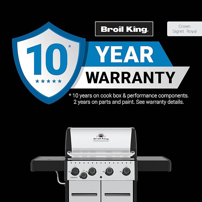 Broil King 865367 Crown S 440 4-Burner Natural Gas Grill in Stainless Steel with Side Burner