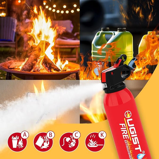 Ougist Small Portable Fire Extinguisher for Home and Car, 21oz Each, 1-Pack, Water-Based Fire Extinguishers for Quick Emergency Response, Prevent Re-Ignition, Ideal for Vehicle and Camping,Kitchen