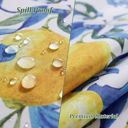 SASTYBALE Lemon Outdoor Tablecloth with Umbrella Hole and Zipper Rectangle 52x70 Inch Waterproof Italian Lemons Flower Zippered Table Cloth, Washable Table Cover for Summer/Patio/Picnic/Camping, Blue