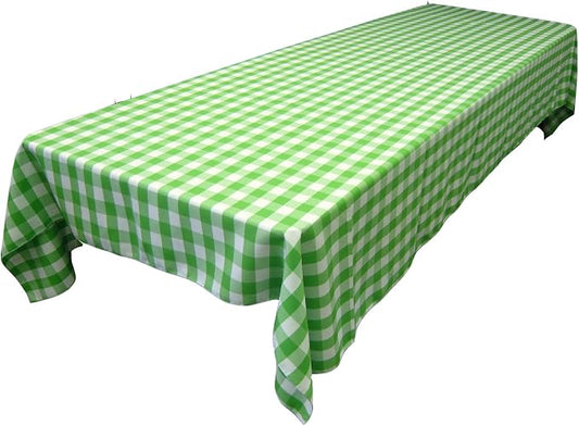 LA Linen Checkered Tablecloth, 60 by 120-Inch, Lime