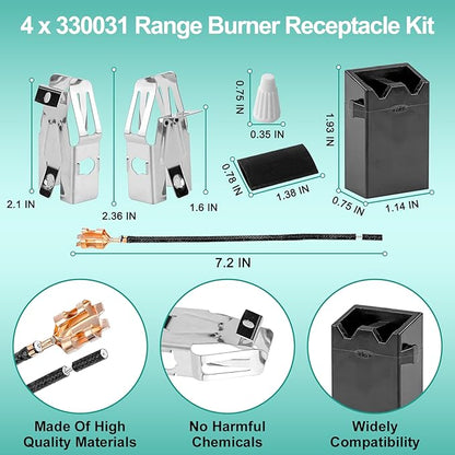 5304430149 5304430150 Porcelain Drip Pan Set & MP22YA Electric Range Burner Element Unit Set with 330031 Range Burner Receptacle Kit Compatible with Frigidaire Kenmore Range Oven/Stove by Cenipar