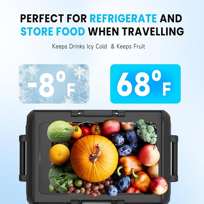 AS 53QT(50L) Car Refrigerator, 12 Volt Portable Freezer Fridge, Car Compressor Refrigerator with 12/24V DC & 110-240V AC for Truck, RV, Boat, Camping and Travel