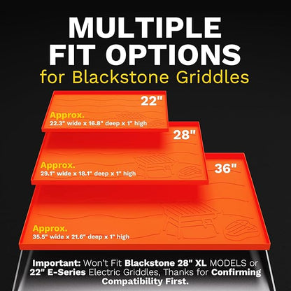 22" Premium Silicone Griddle Cover for Blackstone 22 Inch Grill, Heavy Duty Food-Grade Silicone Grill Mat with Gift-Worthy Pattern, Year-Round Protection from Dirt & Rust (Orange, 22in)