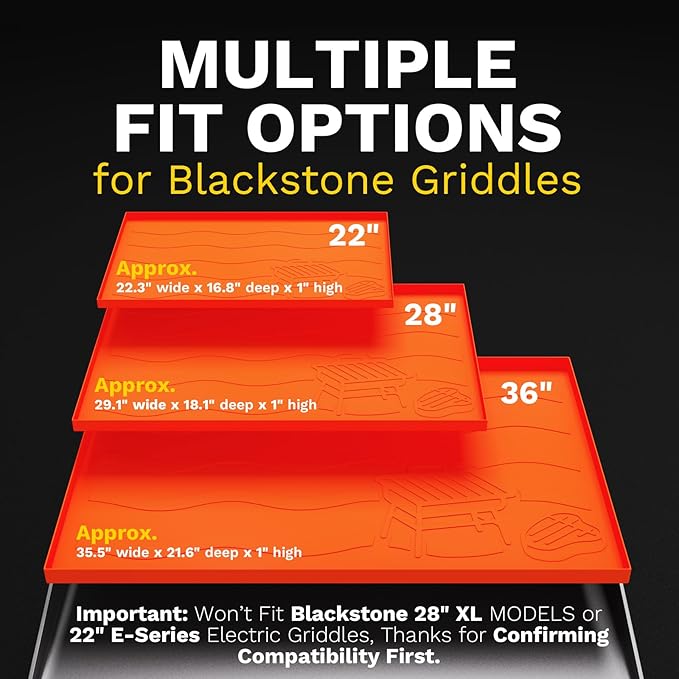 SaporeArt 28" Premium Silicone Griddle Cover for Blackstone 28 Inch Grill, Heavy Duty Food-Grade Silicone Grill Mat with Gift-Worthy Pattern, Year-Round Protection from Dirt & Rust (Orange, 28in)