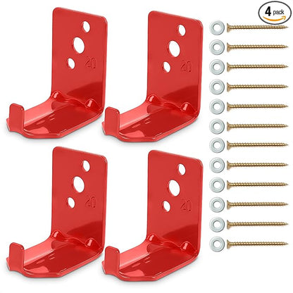 Fire Extinguisher Mount Brackets Set of 4, Heavy Duty Wall Mount Hook 2.36 x 1.57 x 2.36 in, Screws Anchors and Gaskets, Quick Install Holder, Supports up to 20 lb for Garage Workshop Home Cabinet Use