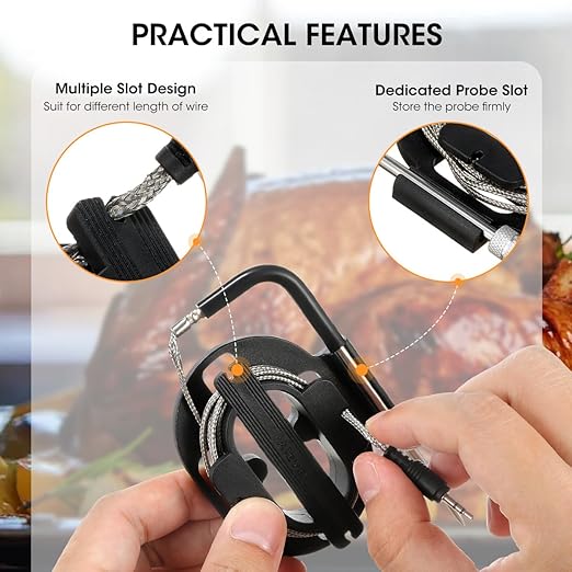Aieve Meat Probe Organizer, 2 Pack Magnetic Thermometer Probe Spool Wrap for Pit Boss/Traeger/ThermoPro Digital Thermometer Probe