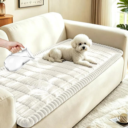 Leakproof Couch Cover for Dogs, Non Slip Washable Sofa Protector | Stain-Resistant Window Seat Cushions Chair Mat Car Seat Cover for Kids Pets (Off-White 27.6" x 70.9")