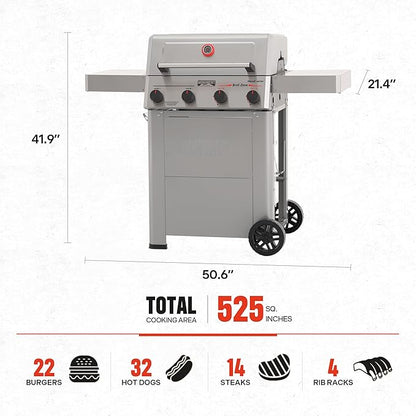 Monument Grills 4 Burner Propane Gas Grill with Advanced Broil Zone, Stainless Steel Outdoor Mesa 2 Barbecue Grill, Foldable Side Shelves, 500°F in 5 Mins, Assembles in 30 Minutes, Mesa II 410FBZ