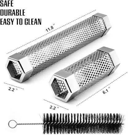 BEWAVE Pellet Smoker Tube for All Grill Electric Gas Charcoal or Smokers Hot/Cold Smoking, Free Tube Brush, 6&12 Inch