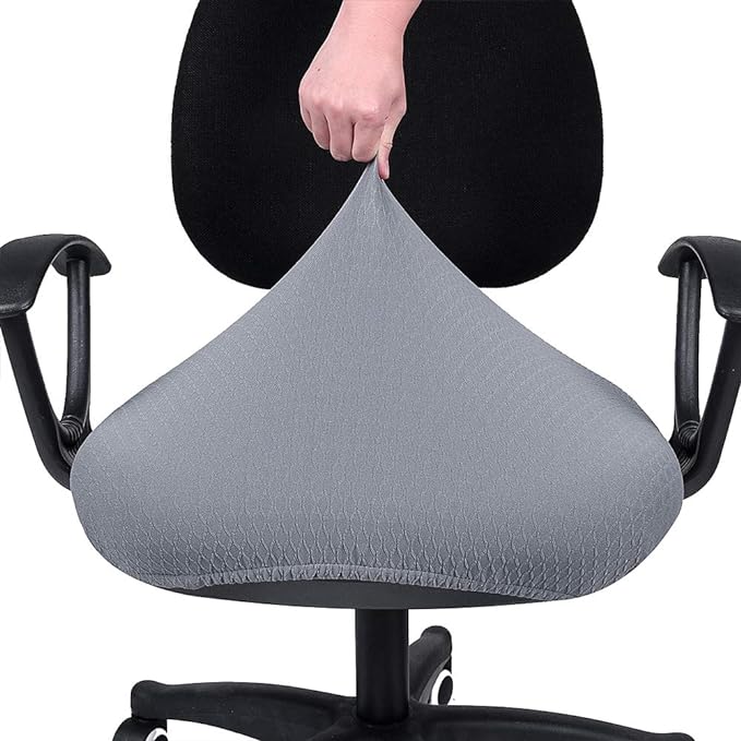 Smiry Office Computer Chair Seat Covers for Desk, Anti-dust Protector | Stretch Jacquard Removable Washable Desk Chair Seat Cushion Protectors, Grey
