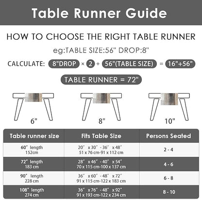 Emvency Farmhouse Table Runner, Abstract White and Brown Art Painting for Kitchen Coffee Table Family Dinners Holiday Parties Wedding Events Decor(13x72 inch)