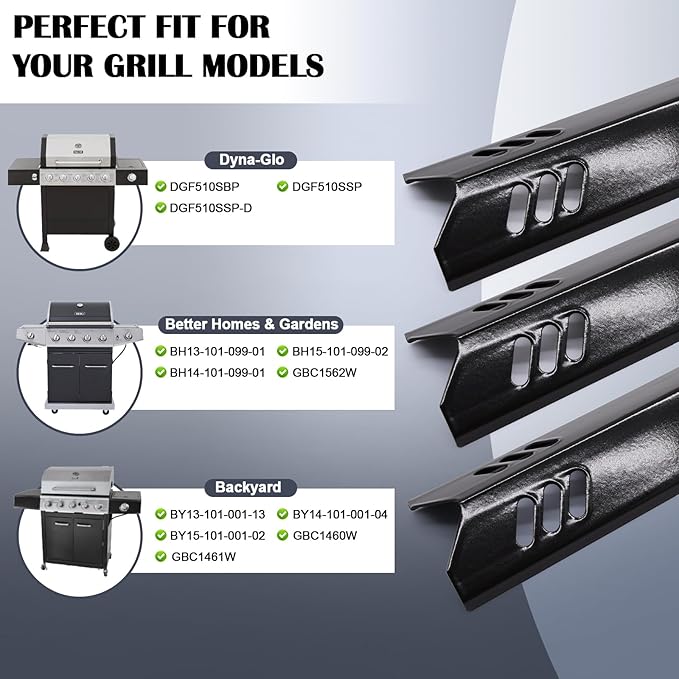 Grill Grease Tray Replacement Parts for Dyna Glo DGF510SBP, DGF510SSP, Backyard Grill BY13-101-001-13, GBC1460W and BHG Grill Parts, Adjustable 24''-30'' Grill Drip Pan, Cooking Grates, Heat Plates.