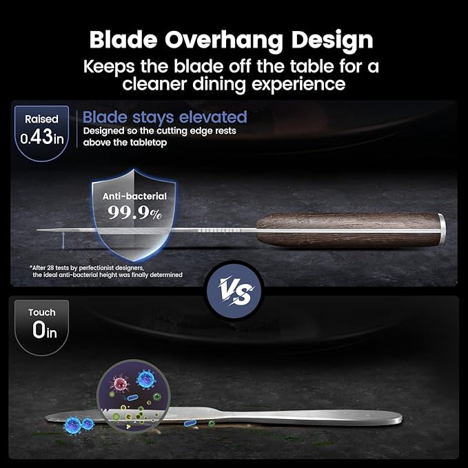SYOKAMI Steak Knives Set of 8, 4.8 Inch Carbon Steel Japanese Style Non Serrated Dinner knives with Wooden Handle, Damascus Pattern Full Tang Design, Housewarming Holiday Cooking Gifts
