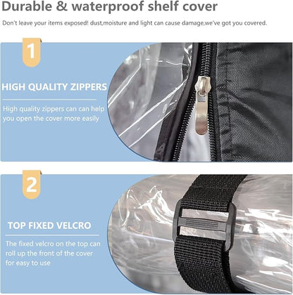 Waterproof Shelf Cover,Outdoor 600D Heavy Duty Dustproof Storage Shelves Cover,30''x14''x62'' Shelf Covers for Wire Shelving with Zippers,Storage Rack Covers with Clear Front