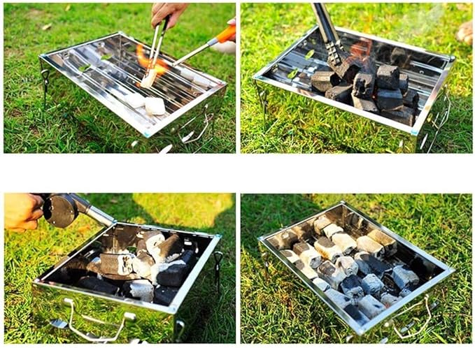 Portable Charcoal Grill for Camping BBQ Grills – Outdoor Barbecue Grill Stainless Steel BBQ Charcoal Grill, Camping Grill for 3-5 People, Easy Carry Charcoal Grills BBQ,A-1