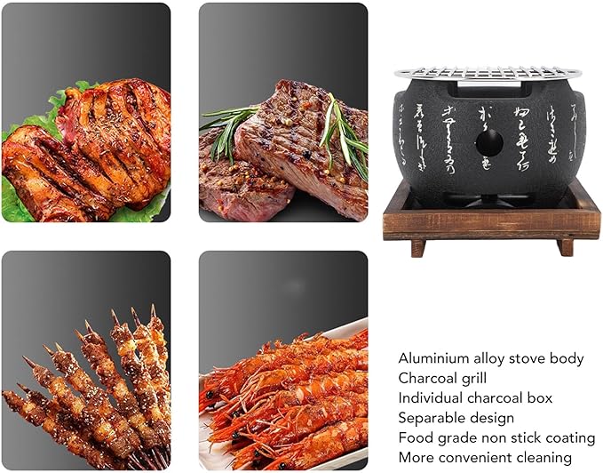 Mini Portable Japanese BBQ Grill, High-Efficiency Charcoal Stove for Even Heat Grilling, Multi-Purpose Outdoor Family Camping Tool Large