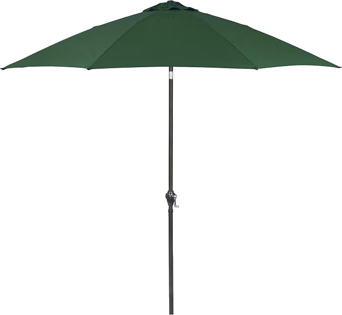 Sunline 9 ft Patio Umbrella with Crank & Push Button Tilt, Outdoor Market Umbrella with UV Protection & Wind Vent and Fiberglass Ribs, Metal Frame for Deck, Pool & Table, Hunter Green