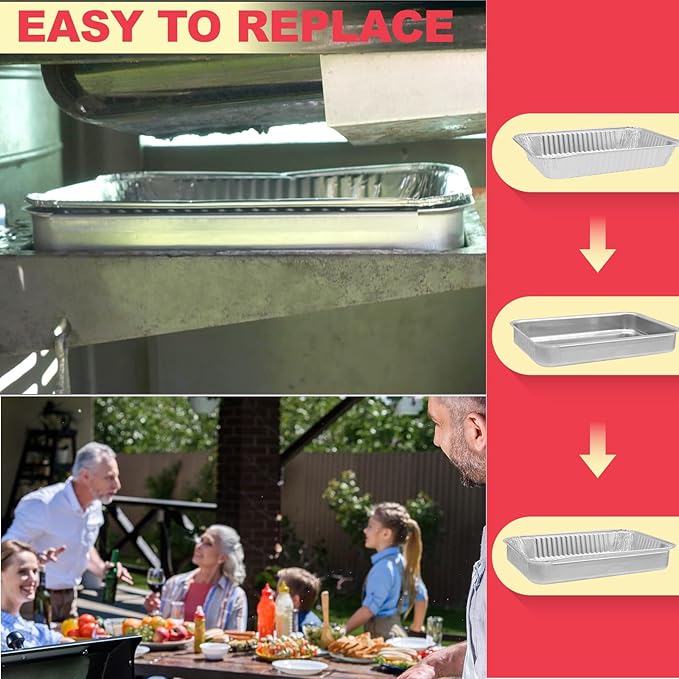 DcYourHome 93305 Grease Catch Pan Kit for Weber Spirit 2/3 Burners Spirit E-210 E-310 Grill Parts, Grease Tray with 20 Pack 6415 Drip Pan Liner for Weber Genesis 2/Genesis II LX 200/300, Summit Grill