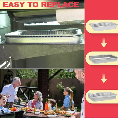 DcYourHome 93305 Grease Catch Pan Kit for Weber Spirit 2/3 Burners Spirit E-210 E-310 Grill Parts, Grease Tray with 20 Pack 6415 Drip Pan Liner for Weber Genesis 2/Genesis II LX 200/300, Summit Grill