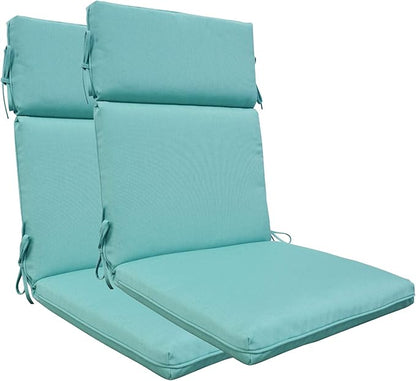 Indoor Outdoor High Back Dining Chair Cushions Replacement Patio Seat Cushion Fade Resistance, Set of 2 (Olefin Light Blue)