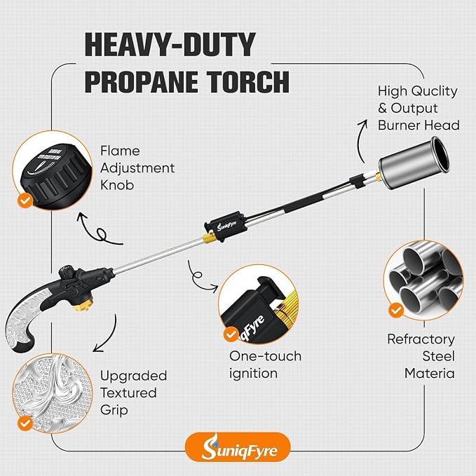 CSA Certified Propane Torch Weed Burner 2 Pack | Adjustable Flame Weed Torch with Detachable Handle&Piezo Trigger Self Igniting for Weed(Propane Tank Not Included)