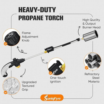 CSA Certified Propane Torch Weed Burner 2 Pack | Adjustable Flame Weed Torch with Detachable Handle&Piezo Trigger Self Igniting for Weed(Propane Tank Not Included)