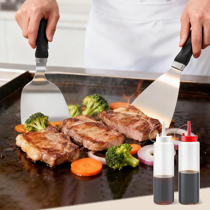 Griddle Accessories Kit for Blackstone, 28Pcs Hibachi Tools Accessories Set for Flat Top Teppanyaki with Griddle Spatula, Burger Press& Trivet Mat, BBQ Christmas Grilling Gifts for Dad,Men