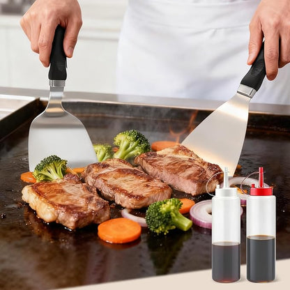 Griddle Accessories Kit for Blackstone, 28Pcs Hibachi Tools Accessories Set for Flat Top Teppanyaki with Griddle Spatula, Burger Press& Trivet Mat, BBQ Christmas Grilling Gifts for Dad,Men