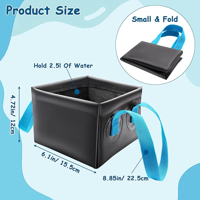 Grill Brush Water Bucket, Collapsible Dunk Tank Grill Brush Bristle Free for Barbecue Cleaner Tank for Steam Grill Brush Cleaning (Blue+Black)