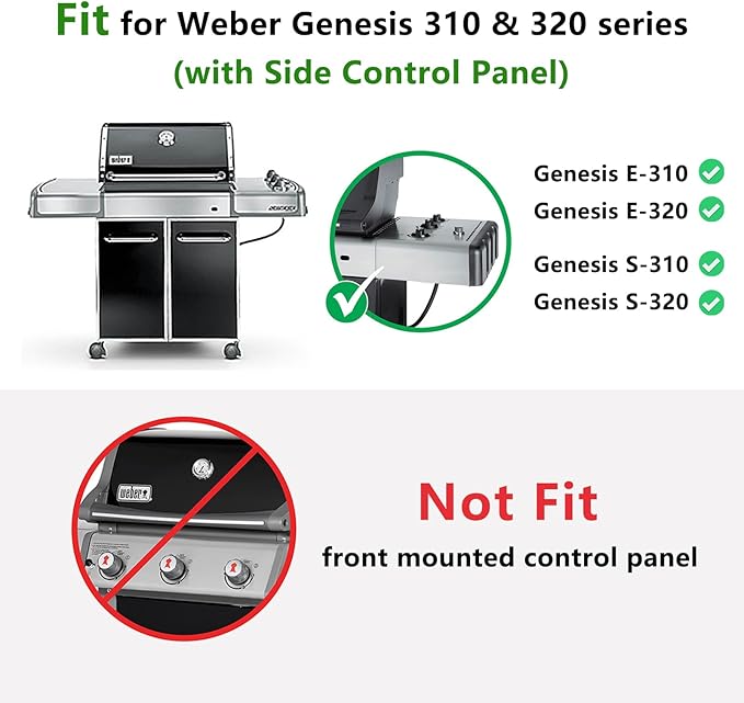 Hongso 19.5 Inch Grill Grates, 24.5 Inch Flavorizer Bars, 34-1/4" Burner Tube Set Kit, Replacement Parts for Weber Genesis 300 Series E310 E320 EP310 S310 S320 Gas Grill (with Side Control Panel Only)