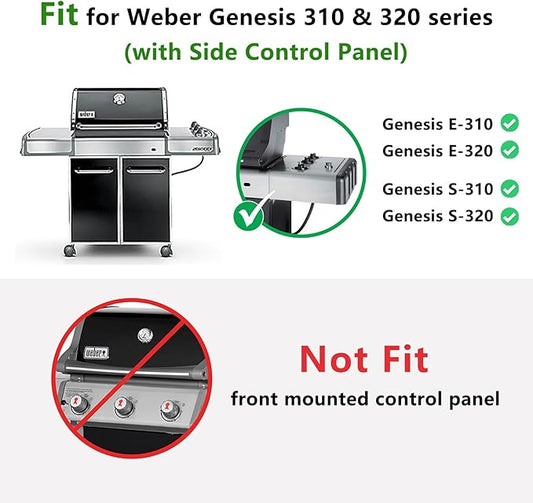 Hongso 19.5 Inch Grill Grates, 24.5 Inch Flavorizer Bars, 34-1/4" Burner Tube Set Kit, Replacement Parts for Weber Genesis 300 Series E310 E320 EP310 S310 S320 Gas Grill (with Side Control Panel Only)