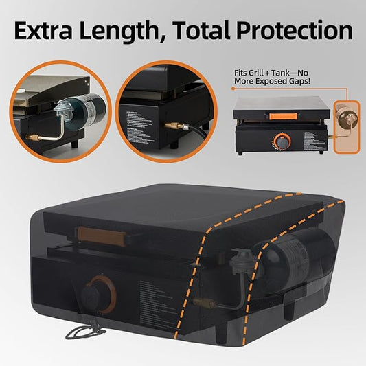 NOELIFE Grill Cover for Blackstone 17 inch Tabletop Griddle with Hood, Griddle Accessories for Blackstone 17, Propane Fuel Cylinder Can Be Covered Completely, Waterproof and Windproof (Cover Only)