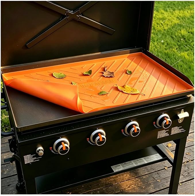 Caketime Silicone Mat for Blackstone 36 Inch Griddle Accessories Grill Top Cover Protector Waterproof Heat Resistant Durable Heavy Duty Cooking Baking BBQ Outdoor Tool Orange Father Dad Men Gifts