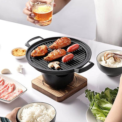 Korean Bbq Grill Charcoal, Small Charcoal Grill 8.5 Inches Portable Grill Iron Barbecue Grill Tabletop Kbbq Grill Outdoor Indoor Camping One Person Mini Bbq Grill Japanese Barbecue Pan For Home