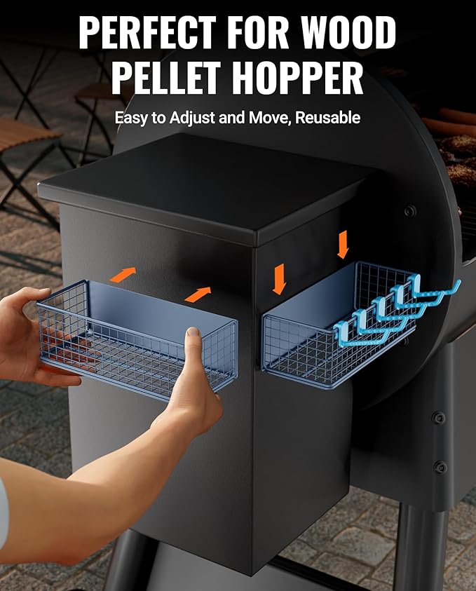 Magnetic Storage Bin for Traeger Grills, Traeger Accessories Compatible with Traeger Pro 22, Pro 34, Pro 575, Pro 780, Ironwood 885/650 & Z GRILLS, PIT BOSS Wood Pellet Smoker (Blue 2 Pack)