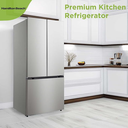 Hamilton Beach HBF1770 French Door Counter Depth Refrigerator with Freezer Drawer, 17.7 cu ft, Stainless Steel (Full Size)