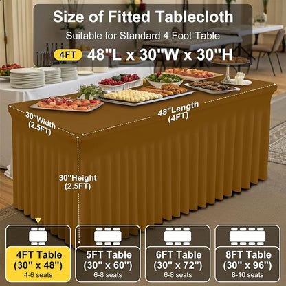 Smiry Spandex Elastic Fitted Table Cloth Skirt for 4FT Rectangle Table | Stretch Washable Table Cloth, Banquet Table Cover for Wedding, Party, Indoor & Trade Shows, (Dark Brown, 48Lx30Wx30H)