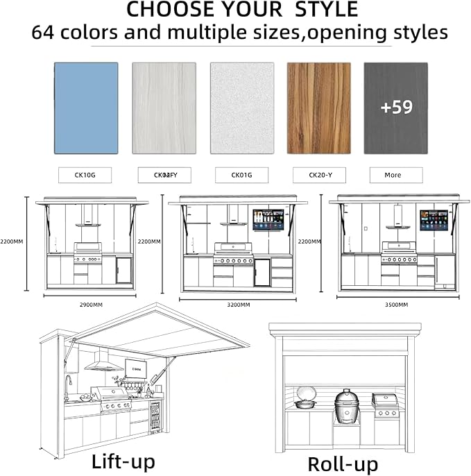 Modular Outdoor BBQ Kitchen Unit - Stainless Steel Prefab Station with Storage Cabinets - Multiple Sizes for Patio & Deck