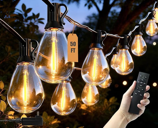 50FT Outdoor String Lights Waterproof, 20+1 Shatterproof S11 LED Bulbs, Extra Long Patio Lights for Outside, Bistro Cafe Decor, Backyard Garden Hanging Lights, Outside Fence Light String